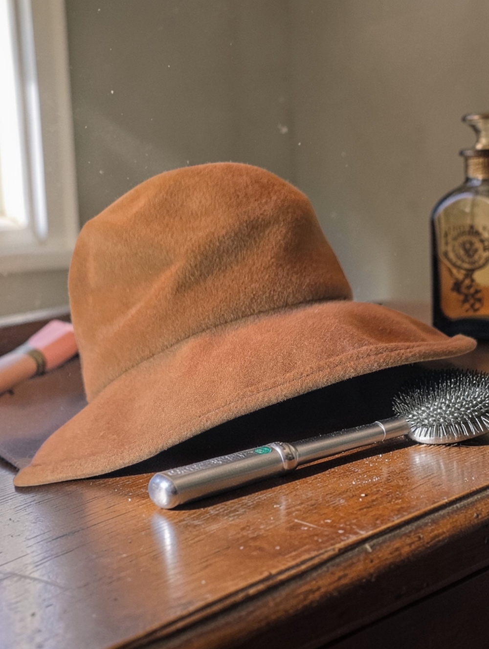 Vintage Annabel‎ Ingall Brown Felt Fedora Hat